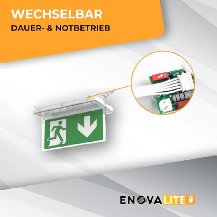 ENOVALITE LED Arbeitslicht LED-Fluchtwegleuchte, Notstrom, TEST-Funktion, Ein- & Aufbau, IP65, LED fest integriert, Tageslichtweiß, kaltweiß, Fluchtwegleuchte, Notleuchte, Fluchtweg, Notbeleuchtung, Notfallakku – Bild 5