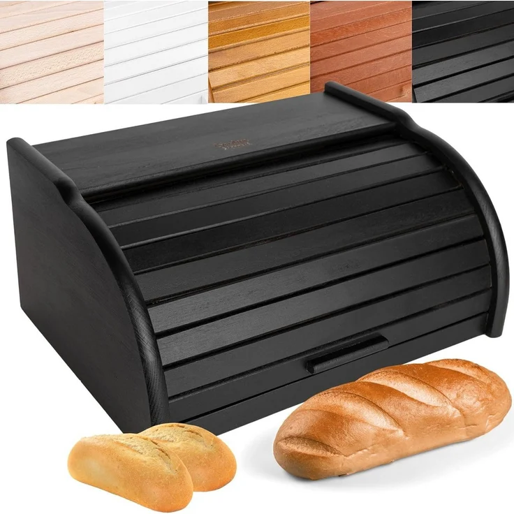 Creative Home Brotkasten Holz 38 x 28,5 x 17,5 cm Brotkiste mit Rolldeckel Brotbox – Bild 5