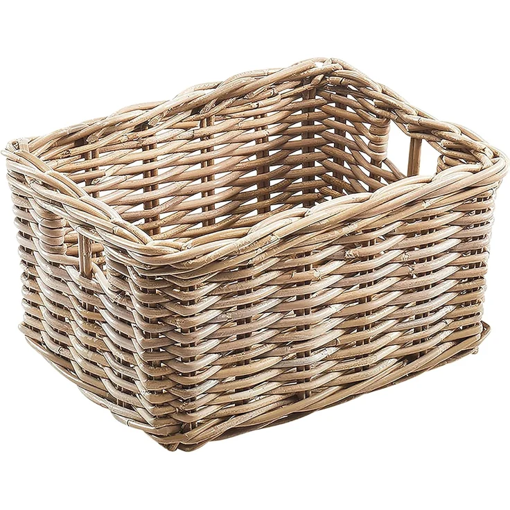 Kobolo Aufbewahrungskorb Rattankorb Kubu grau eckig 40x30x20 cm – Bild 1