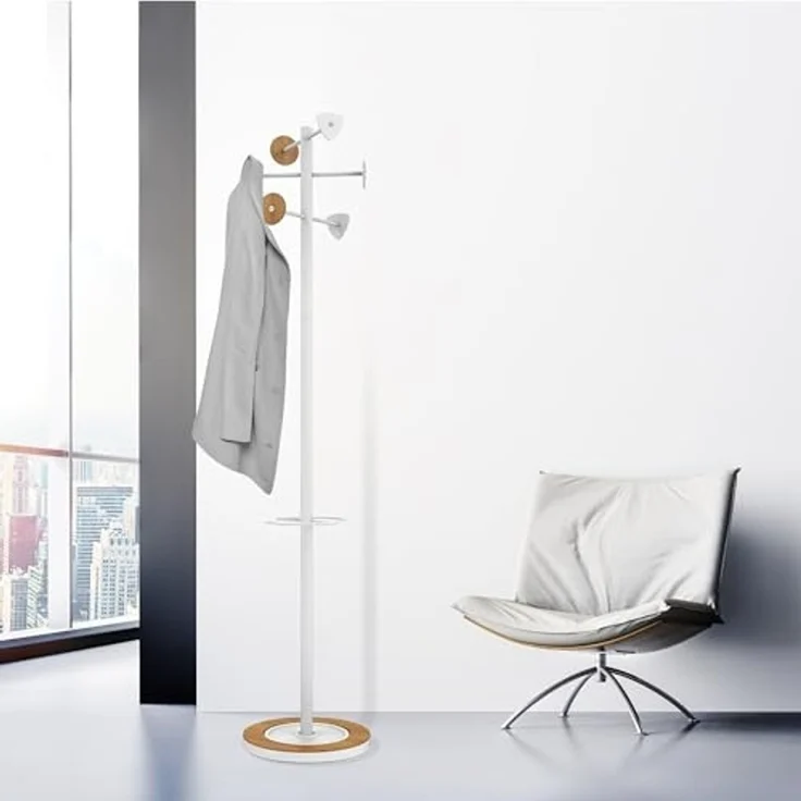 Unilux Garderobenständer BORA BAMBOO 400153729 178cm 6 Haken weiß – Bild 5