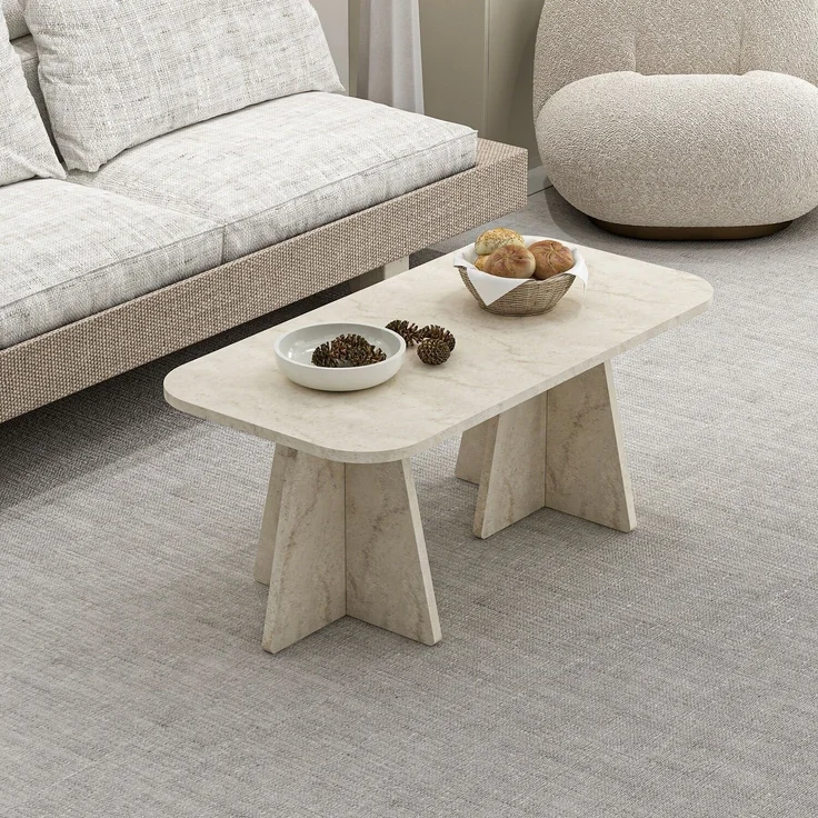 Skye Decor 'Mantar - 18700' Couchtisch, Travertin, 90 x 39 x 45 cm – Bild 4