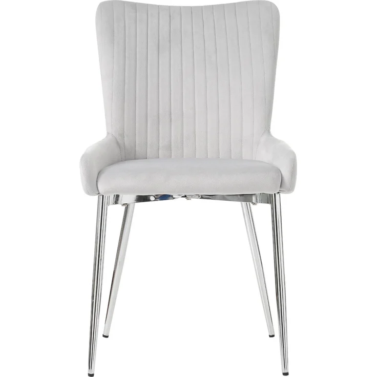 Esszimmerstuhl 2er-Set, Samt mit Metallgestell, 74x58x48 cm, Grau – Bild 8