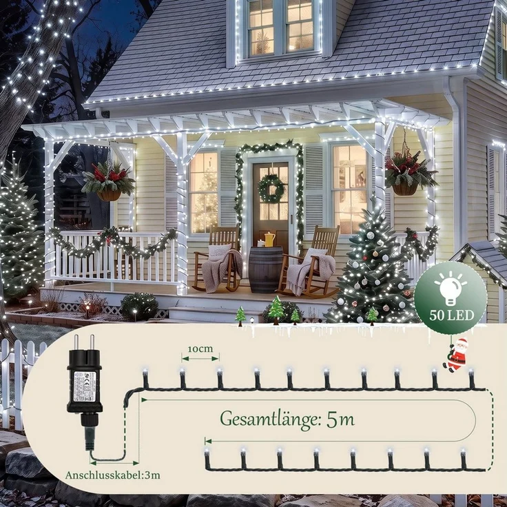Salcar LED-Lichterkette 2m-100m LED Lichterkette Weihnachtsbaum 20-1660er LED Weihnachtsdeko – Bild 3