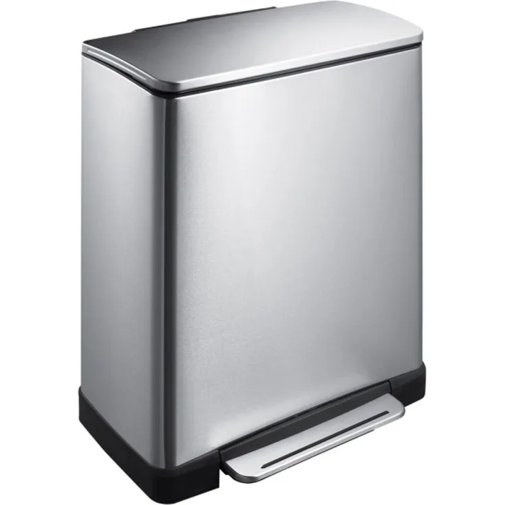 Pedalabfallbehälter EKO E-cube mattes Stahl Edelstahl 50 l Kunststoff-Innereinsatz Soft-Close