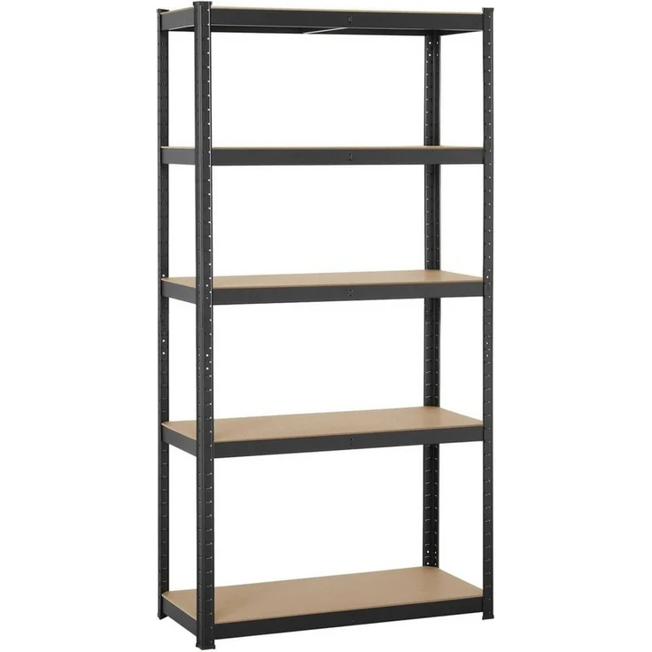Yaheetech Schwerlastregal, Standregal Lagerregal, verstellbare Regalböden, belastbar bis 875kg, Stahl schwarz, 90 x 40 x 180cm – Bild 1