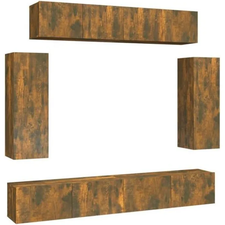 6-tlg. TV-Schrank-Set Räuchereiche Holzwerkstoff [3114467]