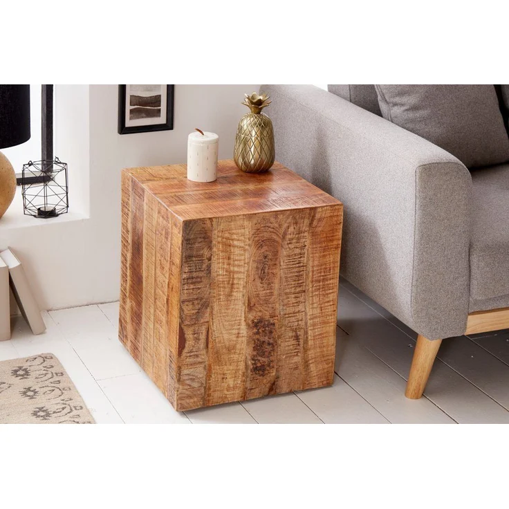 riess-ambiente Beistelltisch FACTORY 40cm natur, Nachttisch · Massivholz · Hocker · mit Rollen · Industrial · Mangoholz – Bild 5