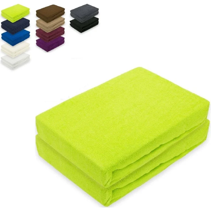 Doppelpack Frottee Spannbettlaken 60 - 70 x 140 cm Apfelgrün – Bild 1