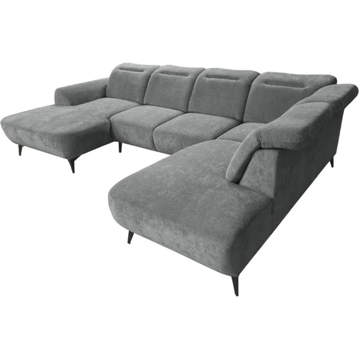 Wohnlandschaft Sofa U-Form ALETTE in Stoff Doha Dunkelgrau Lange Schenkel Rechts – Bild 5