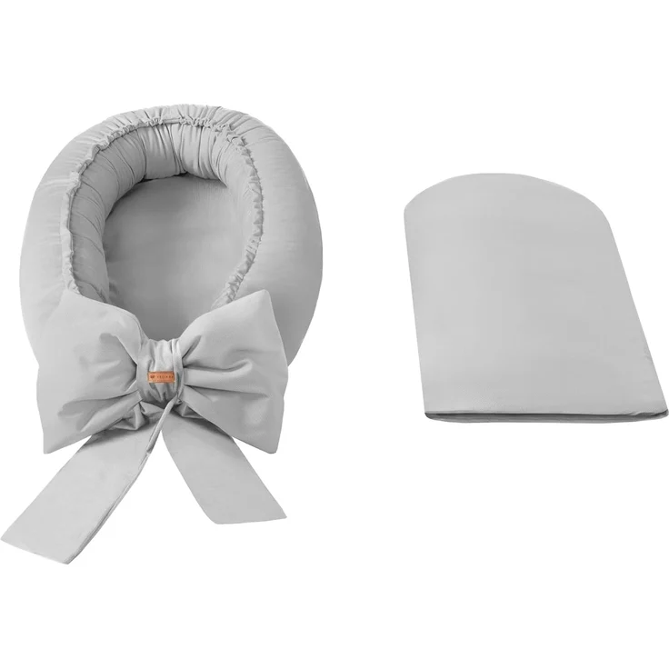 Kuschelnest Babynest Babynestchen Nestchen Reisebett Wickelauflage mit Schleife (Farbe: grau) – Bild 3