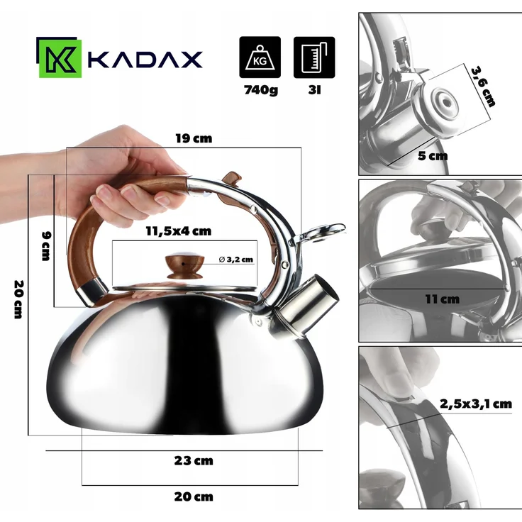 KADAX Gaskessel Steel Whistle 2,5L Silber – Bild 3