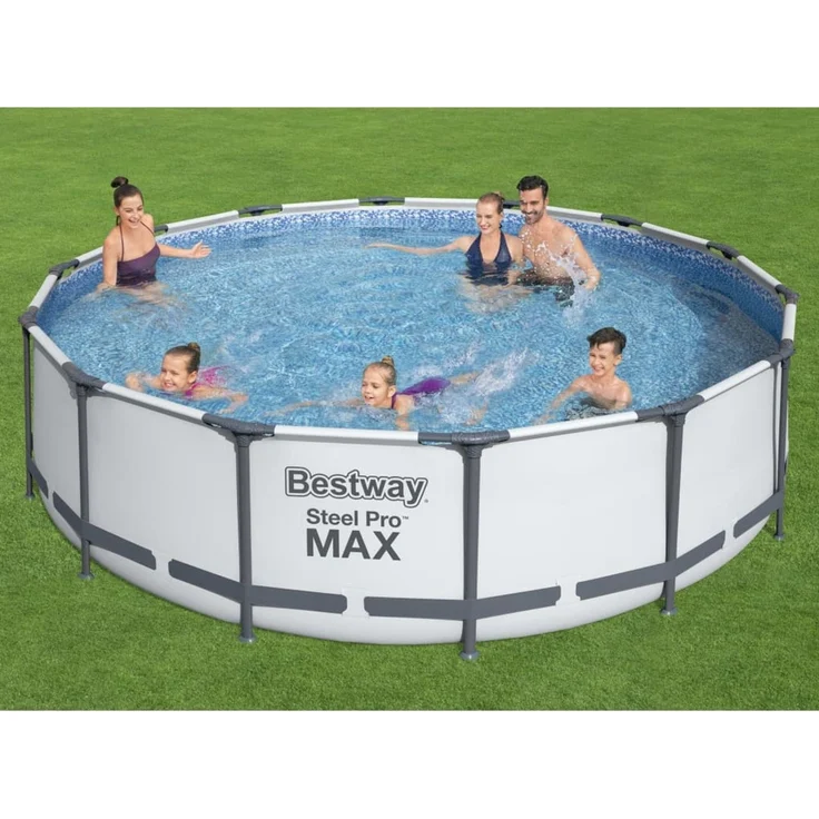 Steel Pro MAX™ Frame Pool Komplett-Set mit Filterpumpe Ø 427 x 107 cm, lichtgrau, rund – Bild 2