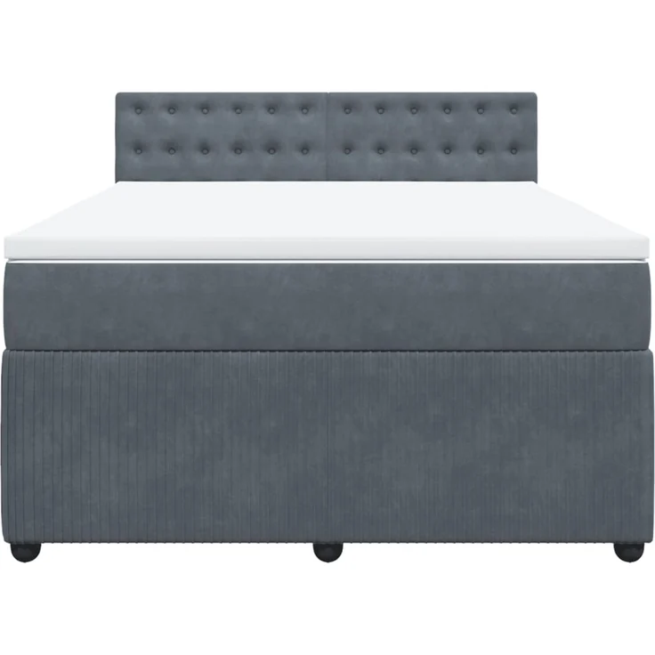 vidaXL Boxspringbett mit Matratze Dunkelgrau 160x200 cm Samt 3287795 – Bild 4