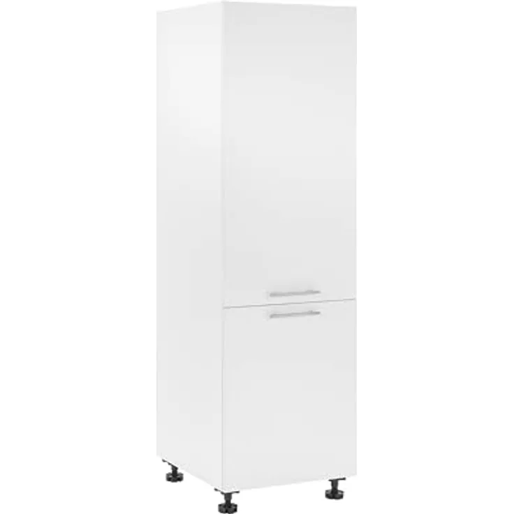 Laundreezy Einbauschrank für Kühlschrank, Weiß - Geräumiger Hochschrank für Waschküche & Hauswirtschaftsraum - 60 x 200 x 68 cm (B/H/T)