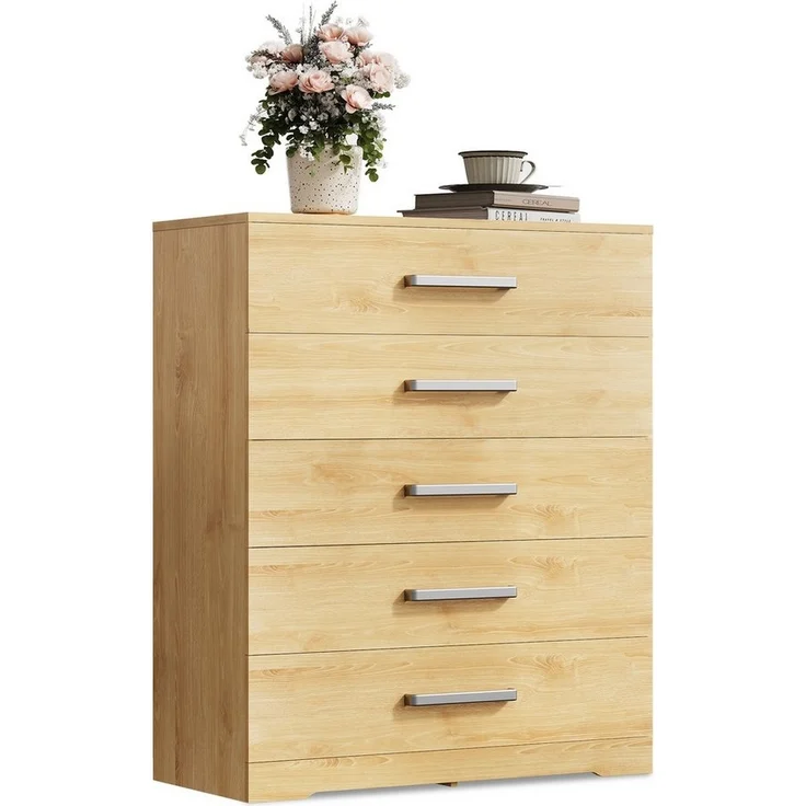 WLIVE Kommode mit 4/5 Schubladen, Moderne Schubladenkommode (Packung, Modernes Sideboard mit 5 Schubladen und 4 Fächern, Breite 75 cm), Vielseitiger Schubladenschrank für Schlafzimmer, Flur & Kinderzimmer – Bild 5