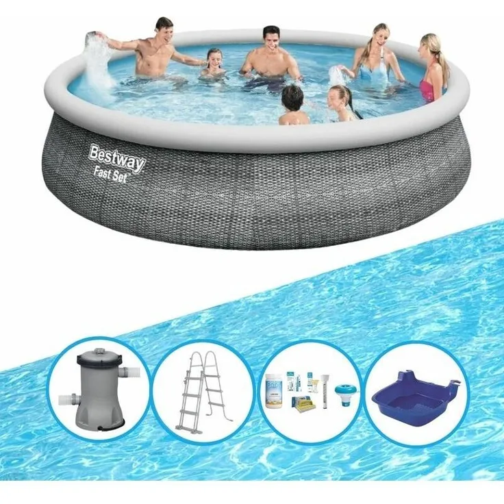 Bestway Aufblasbarer Pool Fast Set 457x107 cm Mit Zubehör