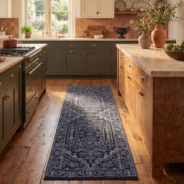 Safavieh Adirondack Collection Transitional 2'6" x 6' Marineblau/Elfenbein