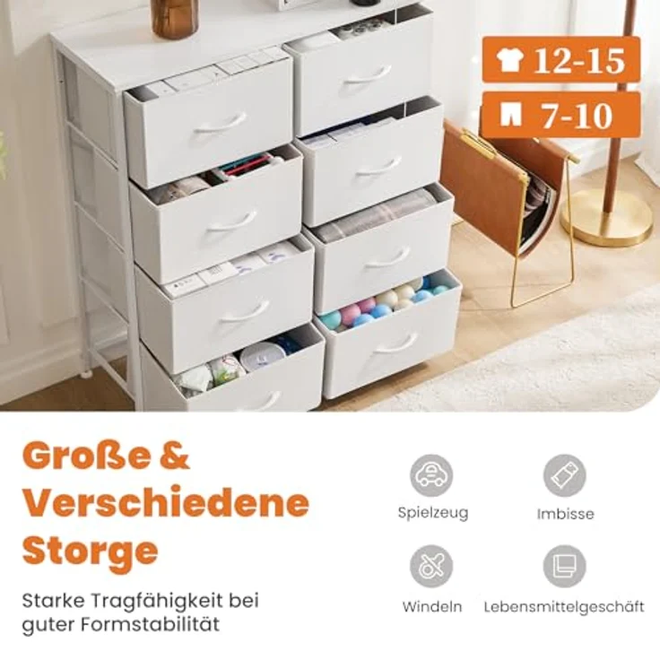 Sweetcrispy Kommode mit Stoffschubladen, Weiß – Bild 4