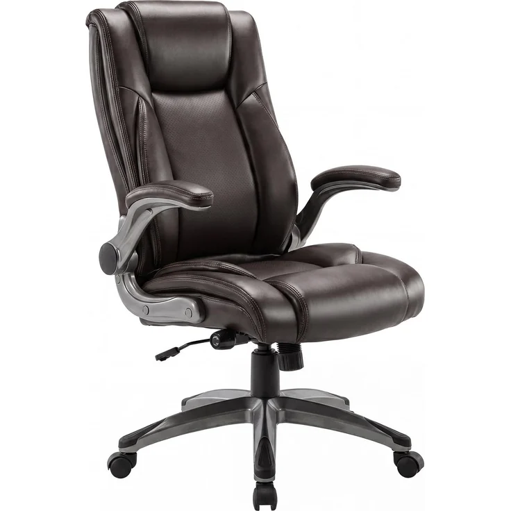 COLAMY Bürostuhl Ergonomisch, Chefsessel mit Hoher Rückenlehne, Ergonomischer 360° Drehstuhl für Büro, Schreibtischstuhl Lederstuhl mit Verstellbarer Neigungsverschluss, Braun