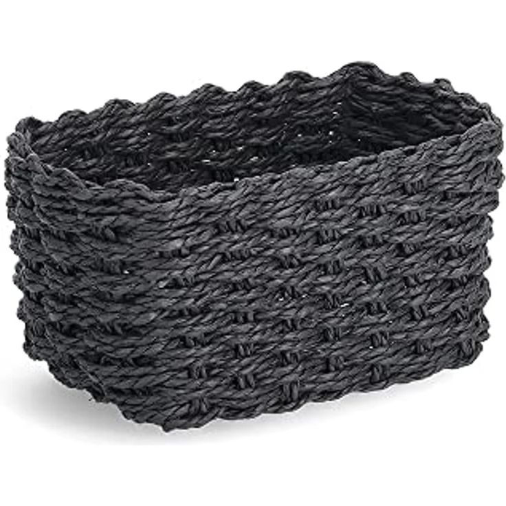 Zeller Aufbewahrungskorb-Set, 3-tlg, Papiergeflecht,, schwarz, ca. 18 x 12 x 9, 21 x 15 x 11, 24 x 18 x 13 cm – Bild 4