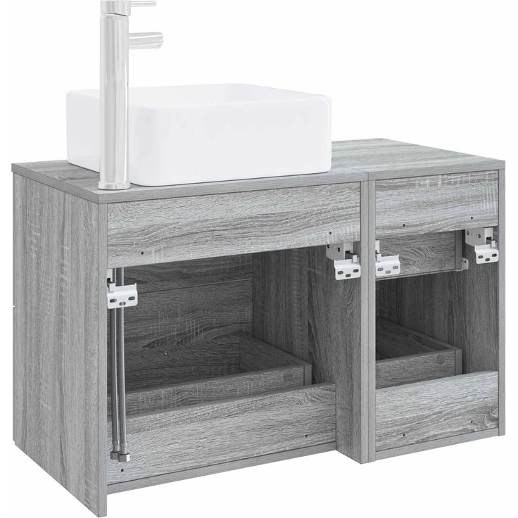 vidaXL Badezimmerschrank-Set 2 stk. Grau Sonoma 79,5 x 41 x 80 cm 3403965 – Bild 5
