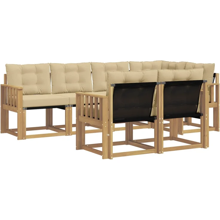 vidaXL Outdoor-Sofagarnitur 7 stk. 7-Sitzer Weiß und Beige 3389571 – Bild 2