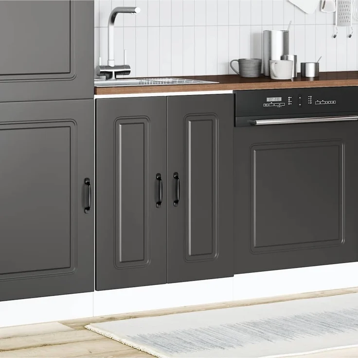 vidaXL Spülenunterschrank Kalmar Schwarz 60x46x81,5 cm Holzwerkstoff 853438 – Bild 2