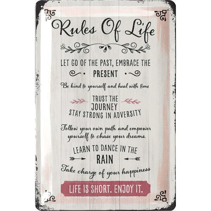 LANOLU Blechschild Rules Of Life - 20x30cm – Metall – Mehrfarbig – 20250 – Bild 1
