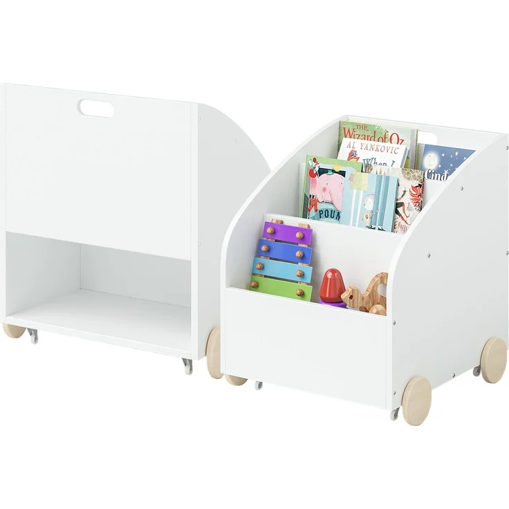 Bellabino 'Towy' Kinderbücherregal, weiß, 43x40x43 cm, Holz, Spielzeugregal mit 3 Ablagefächern und Geheimfach – Bild 1
