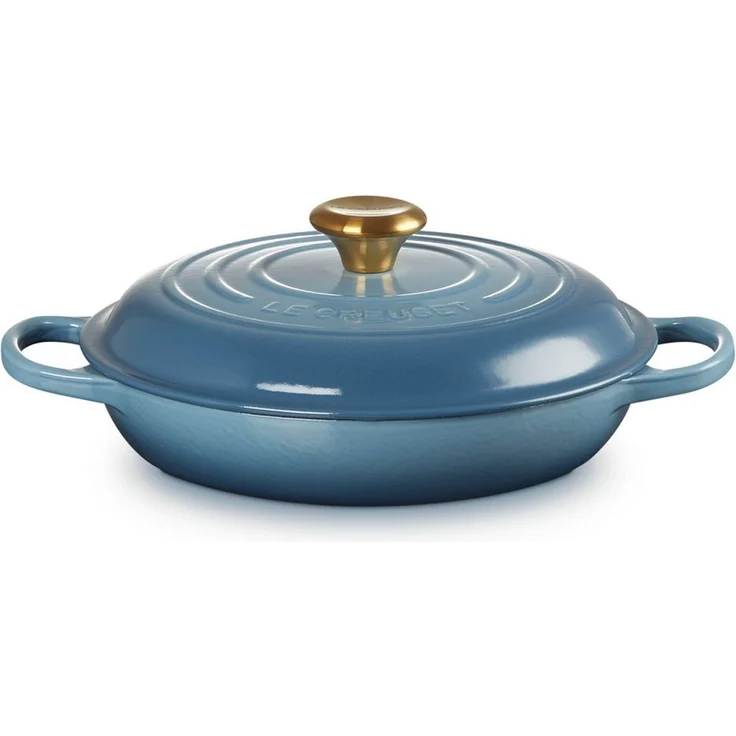 Le Creuset Signature Gusseisen Gourmet-Profitopf, Rund, Ø 26 cm, 2,2 l, Für alle Herdarten inkl. Induktion geeignet, 4,205 kg, Chambray, 21180264344441 – Bild 1