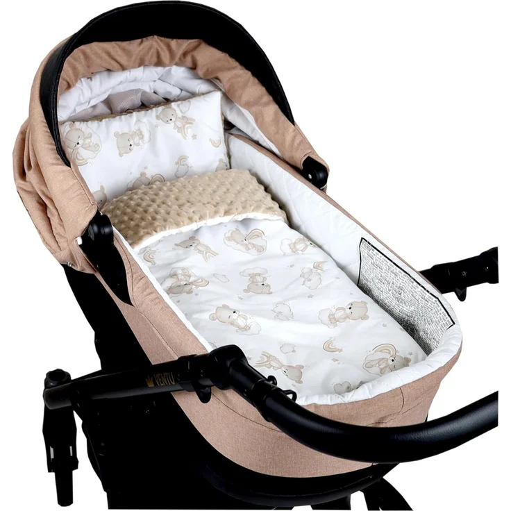 Kinderdecke BABYLUX Babydecke MINKY 2Set Kuscheldecke Decke 75 x 60cm Kinderwagen, BabyLux, MP138 - Beige + Bären – Bild 1