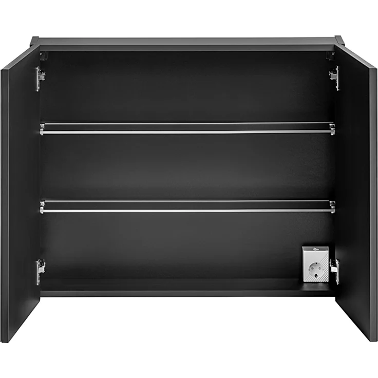 Doppel-Spiegelschrank, 180cm, LED-Beleuchtung, matt schwarz, PUEBLA-56-BLACK – Bild 4