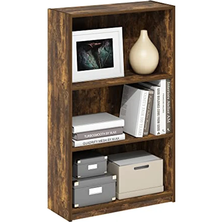 Furinno JAYA Simple Home Bücherregal mit 3 Ebenen und verstellbarem Regal, Bernsteinkiefer – Bild 2