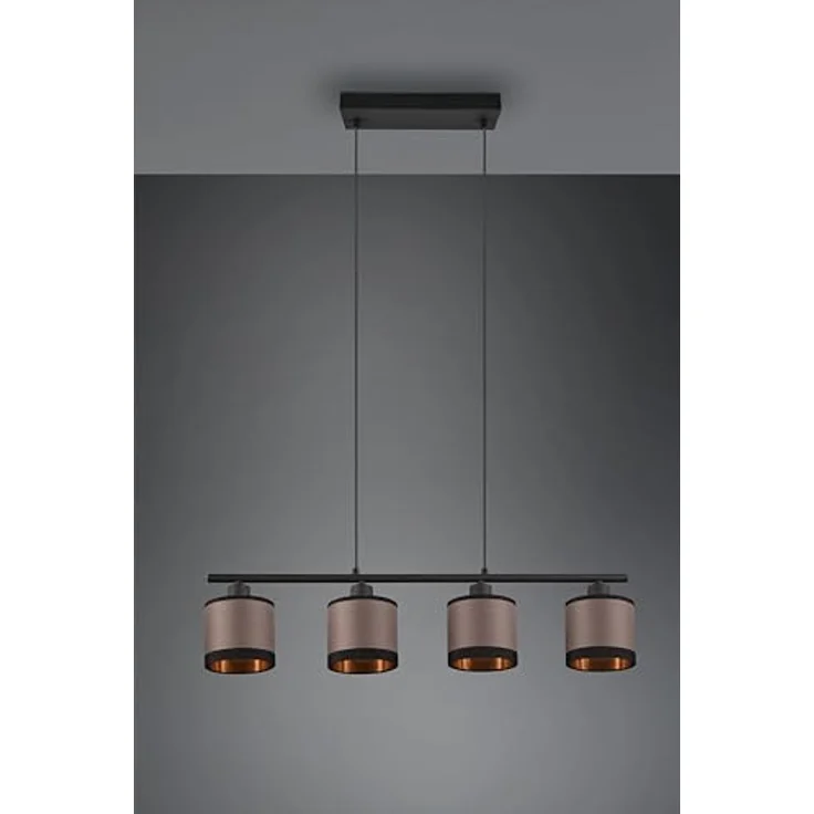Reality Pendelleuchte Davos, 4-flammig, Schwarz Matt, 75 cm x 12 cm, elegante Textilgestaltung, energiesparend mit LED-Leuchtmitteln – Bild 8
