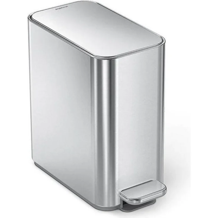 simplehuman Mülleimer Schmaler Treteimer 5 l Gebürsteter Edelstahl – Bild 1