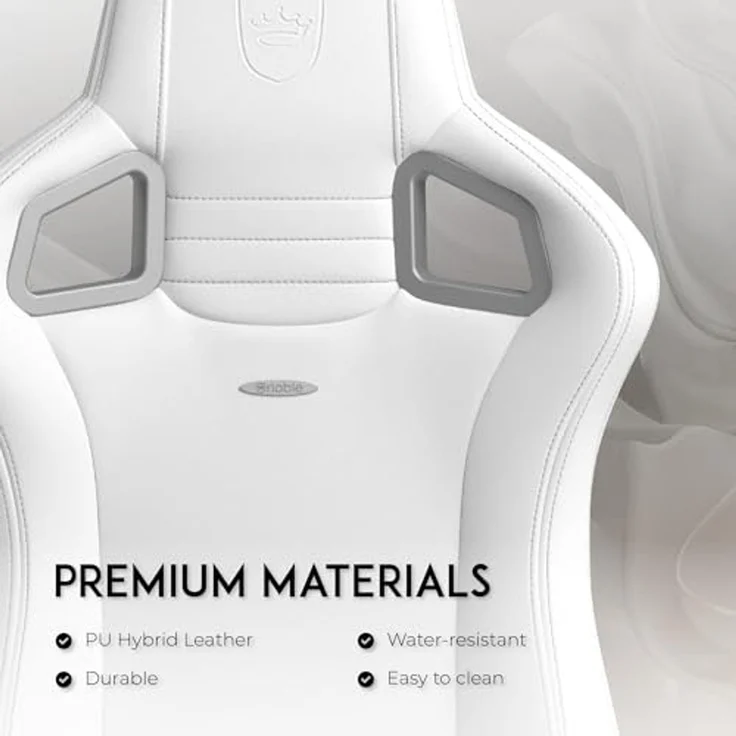 noblechairs Epic Gaming Stuhl - Gaming Sessel - Gaming Chair Pc - Bürostuhl Ergonomisch - Schreibtischstuhl - Drehstuhl - 120 kg Belastbarkei (White Edition, High-Tech Kunstleder) – Bild 5