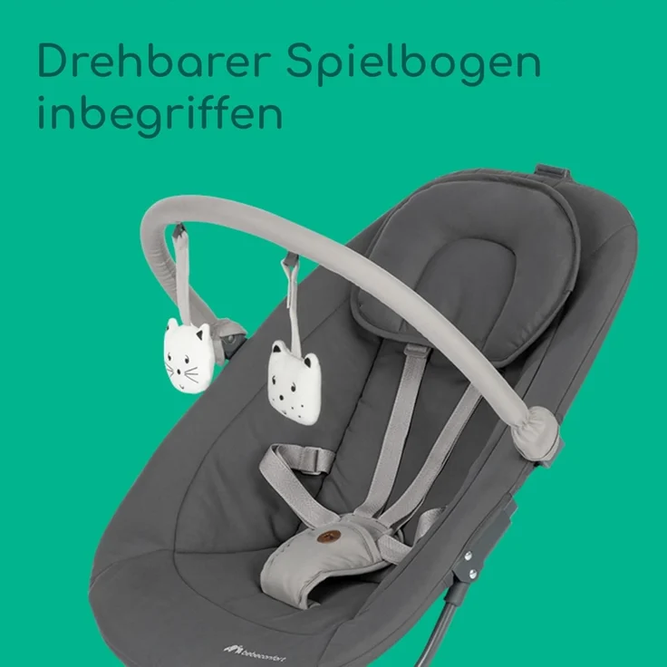 Bebeconfort Jolana, Babywippe elektrisch, 0–6 Mon (9 kg), automatische Bewegungserkennung, 12 beruhigende Lieder, 5 Naturgeräusche, verstellbare Rückenlehne, 2 Liegepositionen, Tinted Graphite – Bild 8