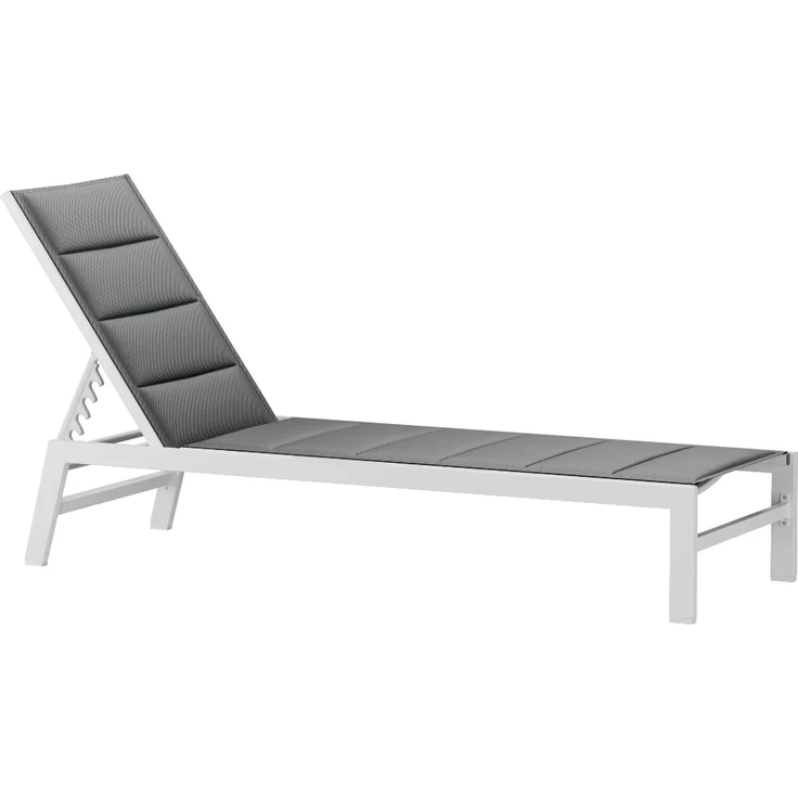 Blumfeldt Renazzo Sonnenliege - Verstellbarer Liegestuhl, Wetterfest & Ultraleicht, 5-Positionen Rückenlehne, Aluminiumrahmen, 120kg Kapazität, ComfortMesh, 195x60cm, Garten & Balkon, Weiß – Bild 2