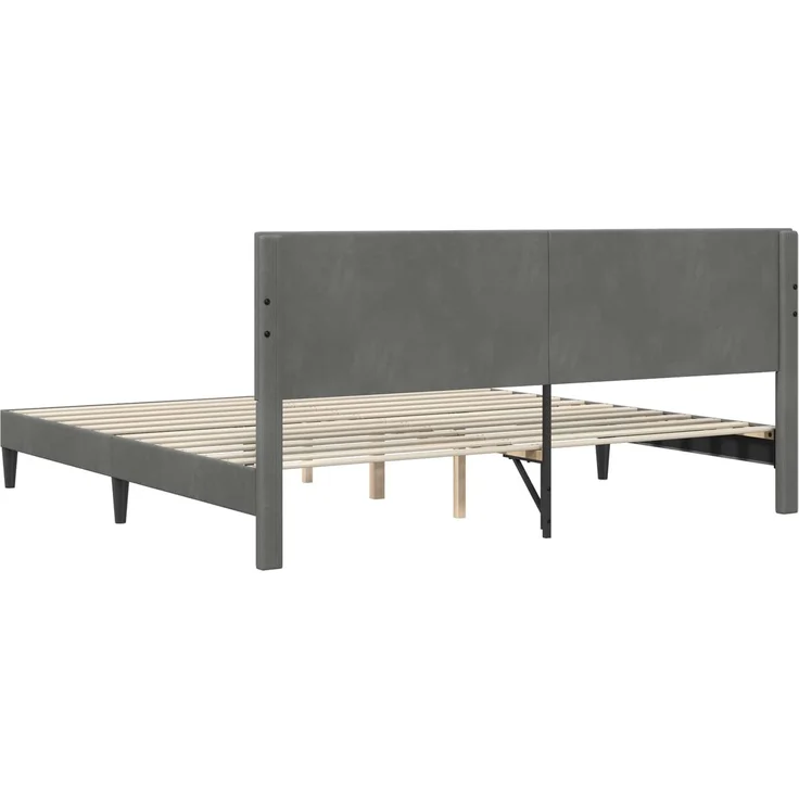 vidaXL Bettrahmen mit Kopfteil Dunkelgrau 200 x 200 cm Samt 42027686 – Bild 6