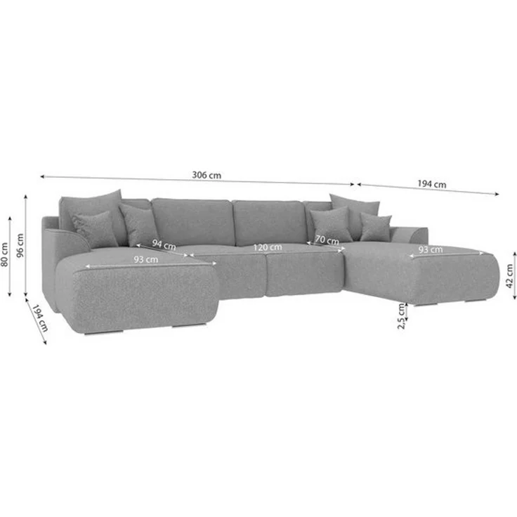 99rooms Wohnlandschaft Gusto, Sofa, U-Form, mit Schlaffunktion, mit abnehmbaren Kissen, Bezug - Strukturstoff NEVE – Bild 4