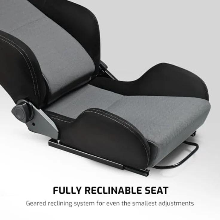Next Level Racing PRS1 Performance Reclining Seat, Sim Racing Sitz für bis zu 150 kg, Schwarz/Grau, atmungsaktiver Mesh-Stoff, verstellbare Lendenstütze – Bild 6