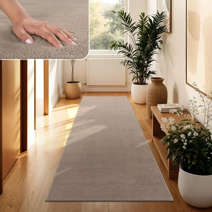 Paco Home Waschbarer Teppich Wohnzimmer Schlafzimmer Kurzflor rutschfest Flauschig Weich Moderne Einfarbige Muster, Grösse:100x200 cm, Farbe:Taupe