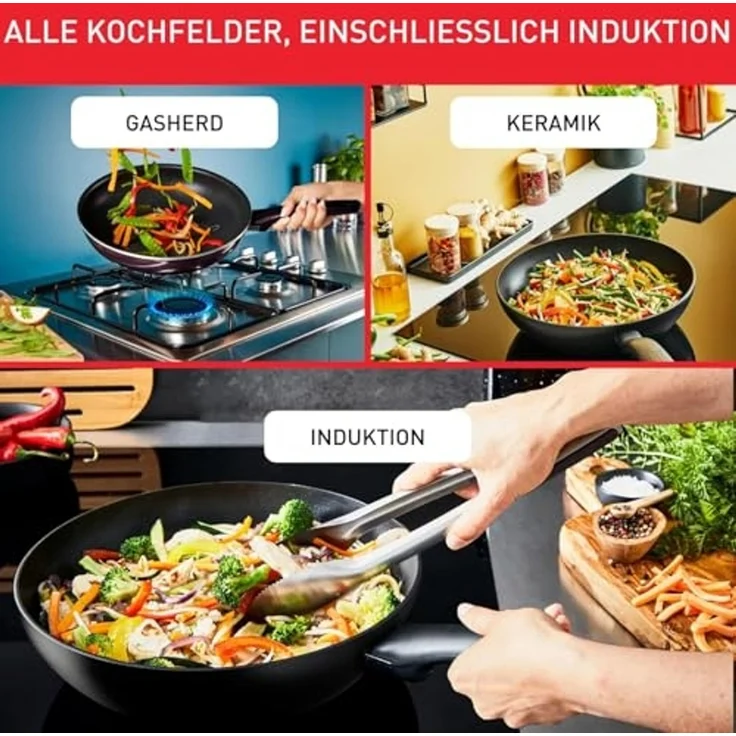 Tefal G15090 Healthy Chef 2-teiliges Pfannen-Set | 24 + 28 cm | Mineralia+ Antihaftversiegelung | Thermo-Signal Temperaturindikator | Made in France | induktionsgeeignet | spülmaschinenfest | Grau – Bild 6