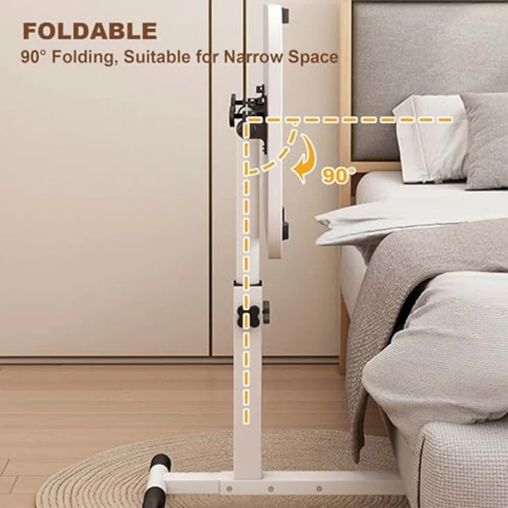GarveeLife Höhenverstellbarer Laptop Tisch Mit Rollen Klappbarer Computertisch Für Bett & Sofa Neigbare Tischplatte Tragbarer Schreibtisch Für Büro & Zuhause – Weiß – Bild 7