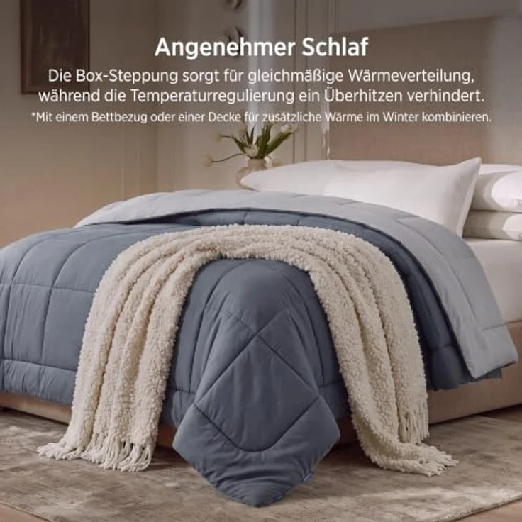 BEDSURE Bettdecke Ohne Bezug 135x200-2er Set Bettdecken mit Bezug | Bettdecke 135x200 für Allergiker Waschbare 4 Jahreszeiten Bettdecken Oeko-TEX Ganzjahresdecke Warm & Gemütlich, Grau/Hellgrau – Bild 4