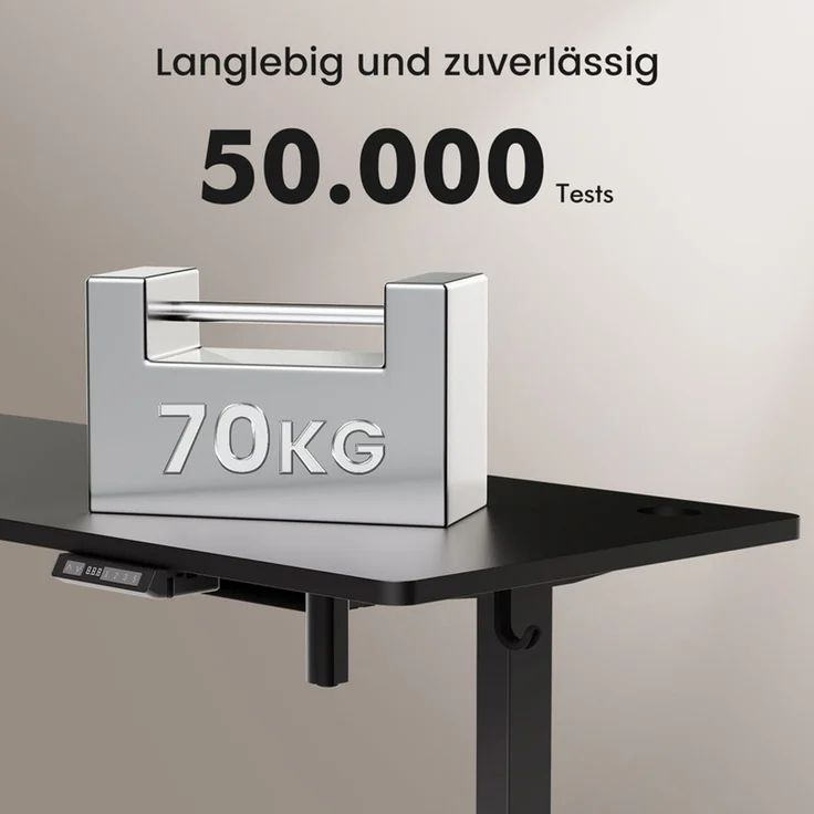 HOMAVO höhenverstellbarer Schreibtisch 80×180 cm, mit Memory- und Anti-Kollisionsfunktion, USB-A- und USB-C-Anschlüssen, Höhe 70–120 cm, Schwarz – Bild 4