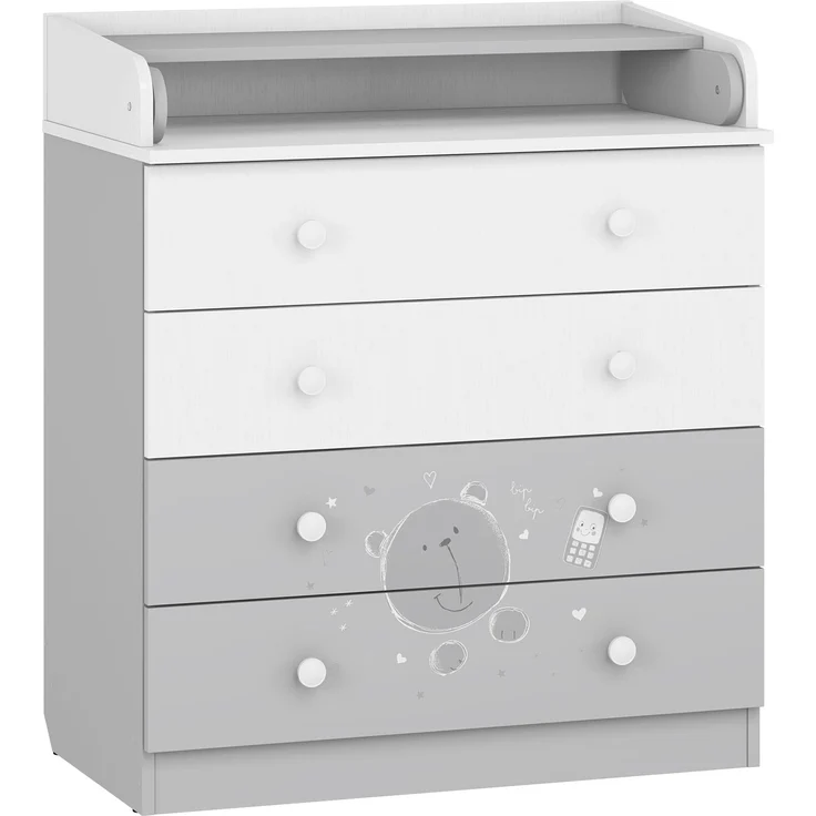 Shefa Kids Wickelkommode 800 Teddy - Weiß-Grau, 4 Schubladen, 80 cm Breite – Bild 4