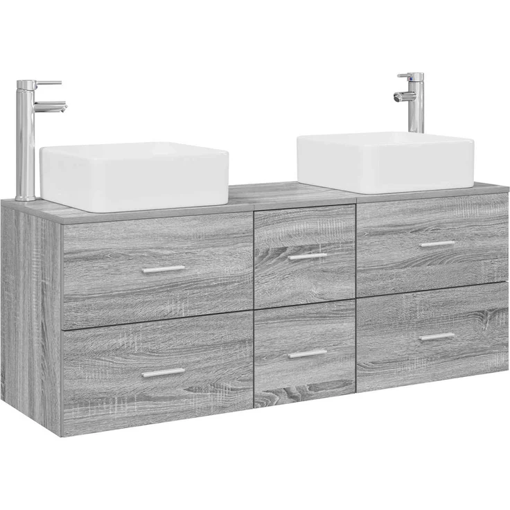 vidaXL Badezimmerschrank-Set 3 stk. Grau Sonoma 129 x 41 x 80 cm 3405832 – Bild 2