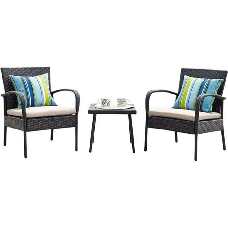 HTI-Line Balkonset Terrassenmöbel Neapel, (Set, 3-tlg, 2x Stühle, 1x Tisch, inkl. Auflagen), Loungemöbel Gartenmöbel – Bild 3