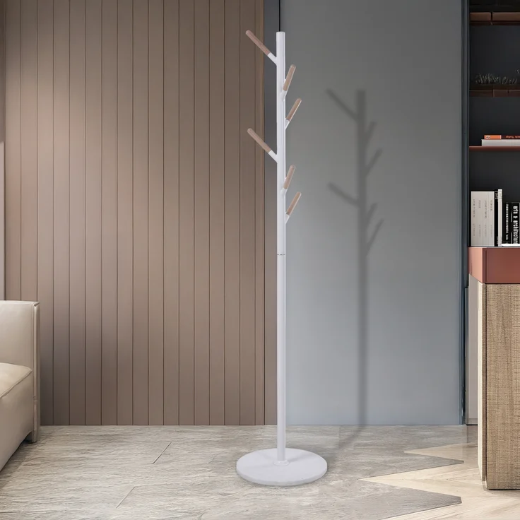 Garderobenständer Nacka 172x37 cm Weiß + Holzoptik [en. casa] – Bild 2